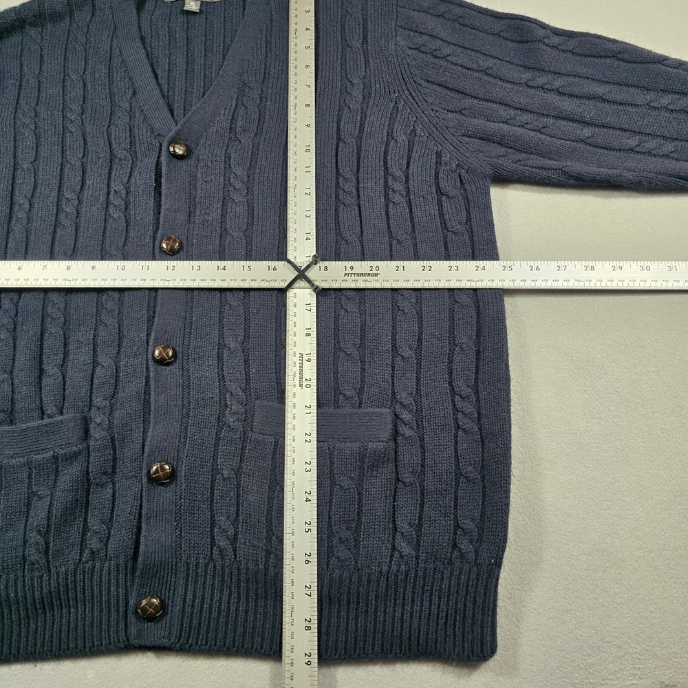 Croft & Barrow Mens XL Navy Blue Cardigan Sweater Cable Knit V-Neck Button Front - Picture 4 of 8